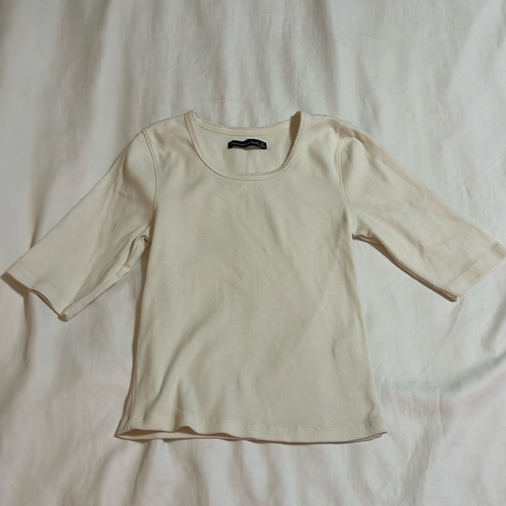 Cream short sleeve shirt
